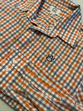 Cutter & Buck Auburn Tigers Men's L Plaid Button Down Shirt